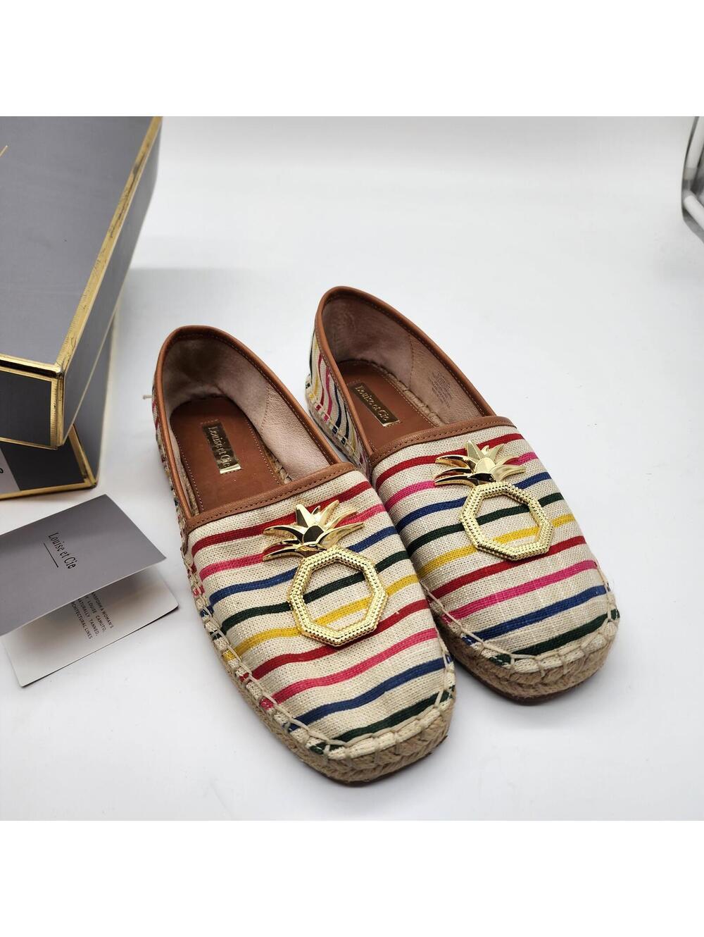 NIB Louise et Cie LO-ADIGE Rainbow Stripe Canvas Espadrilles Size 6.5M